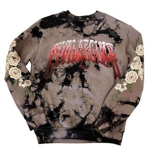Civil Regime Sweatshirt Chrome Roses Tie Dye Embroidered Patch Sleeves M